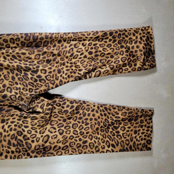 Jones New York Brown Animal Print Stretch Cropped Pants Women Size 14 - Picture 10 of 10